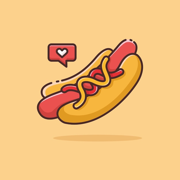 Hot dog minimalist style isolated on a orange background