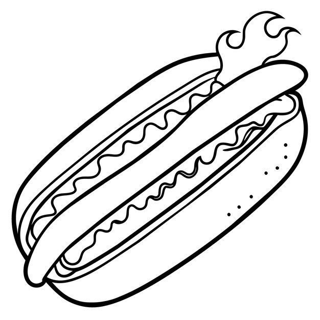 Hot Dog outline illustration coloring book page line art drawing