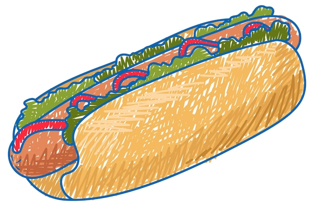 Hot dog pencil colour child scribble style