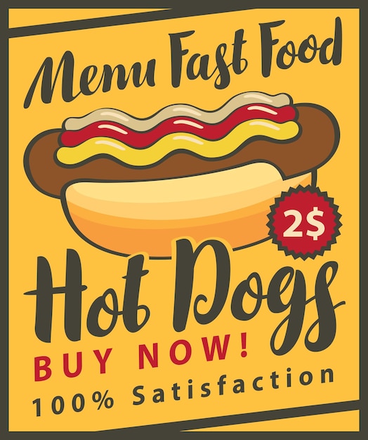 Hot dog in retro style