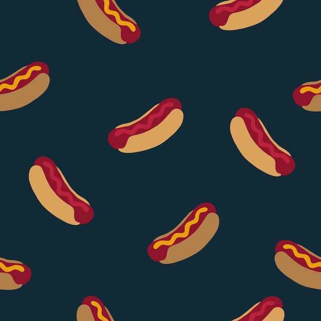 Hot Dog seamless pattern Vector illustration on the theme of National Hot Dog Day on July 15