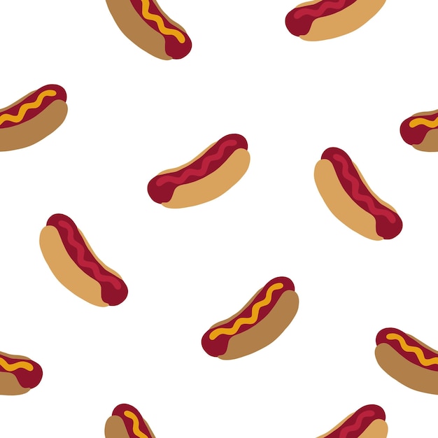 Hot Dog seamless pattern Vector illustration on the theme of National Hot Dog Day on July 15