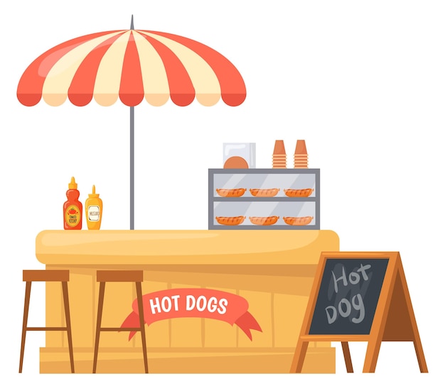 Hot dog stand Cartoon street food booth