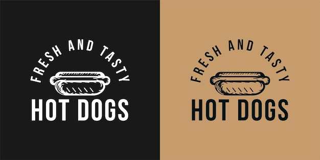 Hot dog vector logo, fast food, junk food. vintage vector illustration