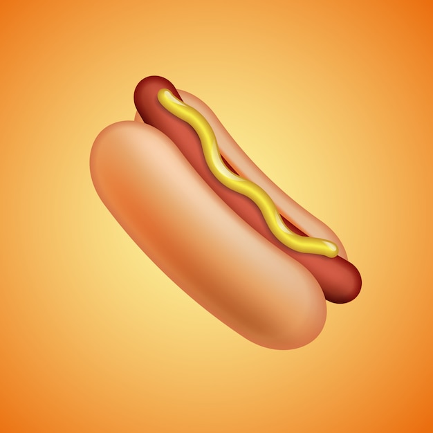 Hot Dog with mustard, emoticon symbol, illustration