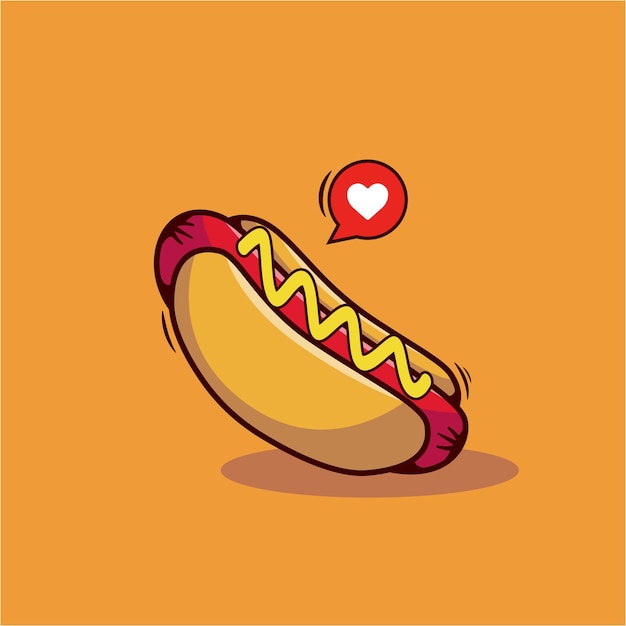 Hot Dog With Mustard Hand Drawn Illustration