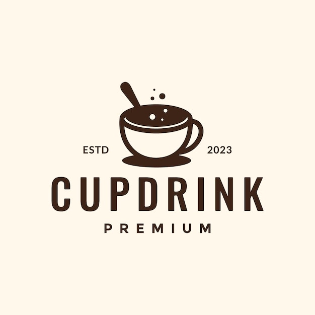 hot drink coffee chocolate cup glass simple hipster vintage style logo design vector icon illustration