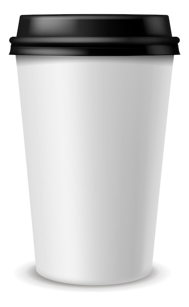 Vector hot drink paper cup realistic white mockup