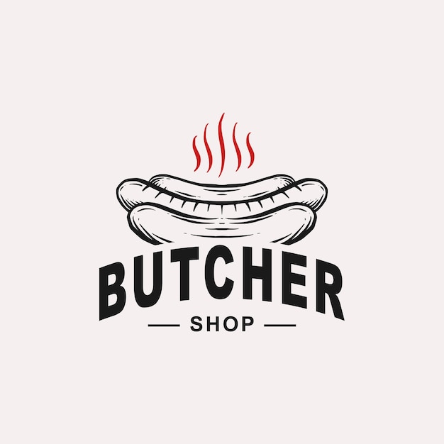 Hot grill hand drawn logo templates Premium Vector