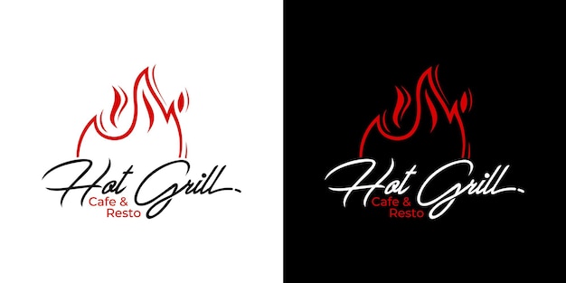 Hot grill logo template vector Illustration