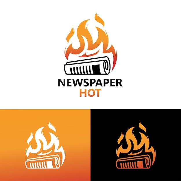 Hot newspaper logo template premium vector