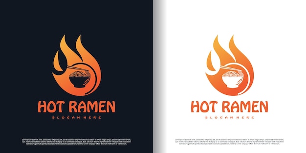 Hot noodle design vector with creative concept premium vector