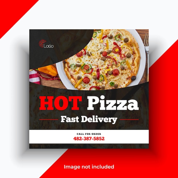 Hot pizza delivery social media instagram fast food banner template