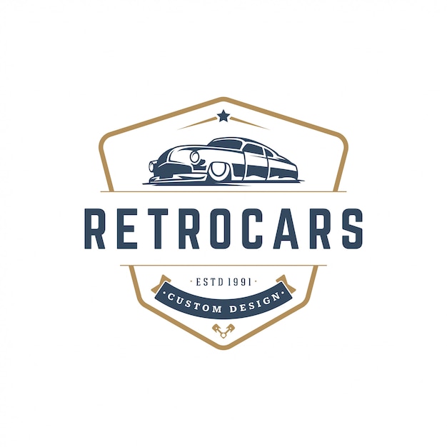 Hot rod car logo template   element vintage style