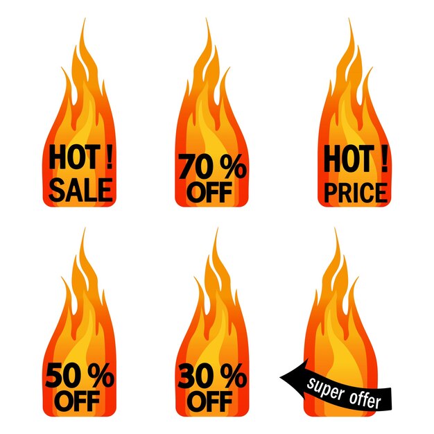 Hot sale badge set vector illustration isolated on white background