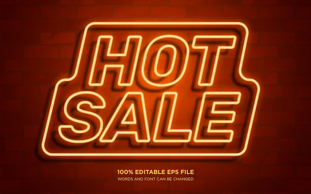 Hot Sale, neon glow 3d editable text style effect