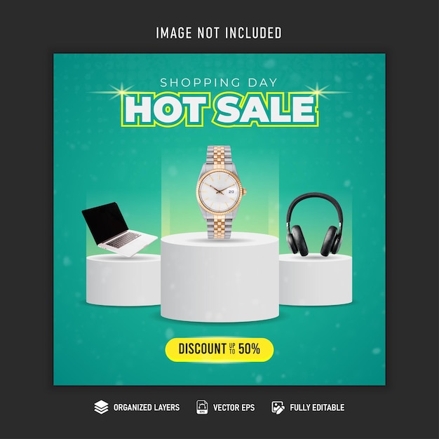 Hot sale shopping day social media post template banner Premium Vector