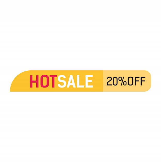 Hot sale, twenty percent off lettering. Yellow banner design.