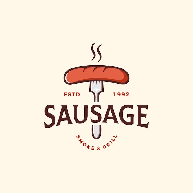 Hot sausage logo design vector illustration