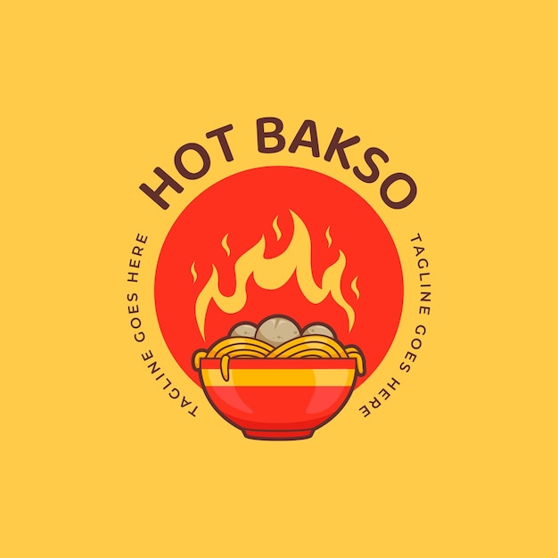 Hot spicy bakso meatball logo icon template spicy food culinary from indonesia