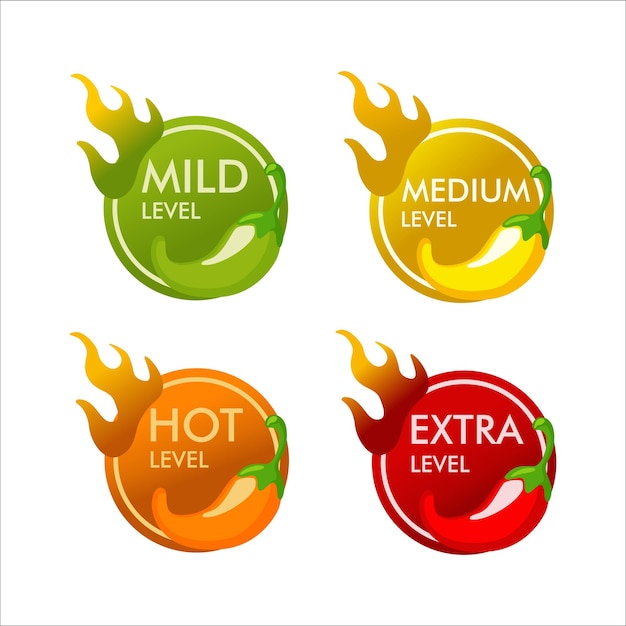 hot spicy level label Gradient spice level label collection