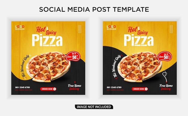 Hot and spicy pizza food web banner social media post