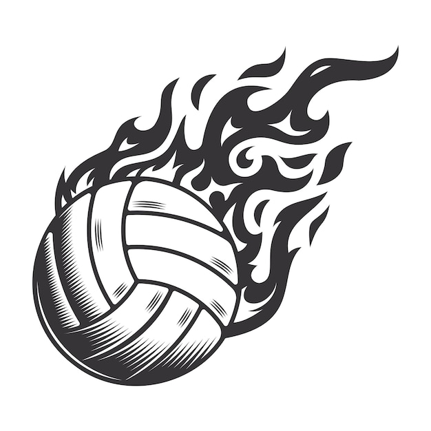 Hot volleyball fire logo silhouette volleyball club graphic design logos or icons vector illustration