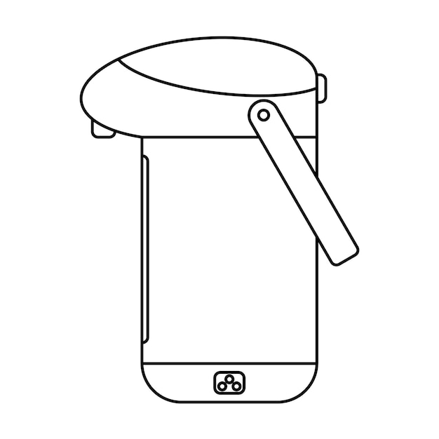 hot water kettle outline illustration on white background doodle