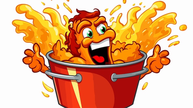 Vector hot wing bucket mascot cartoon illustration