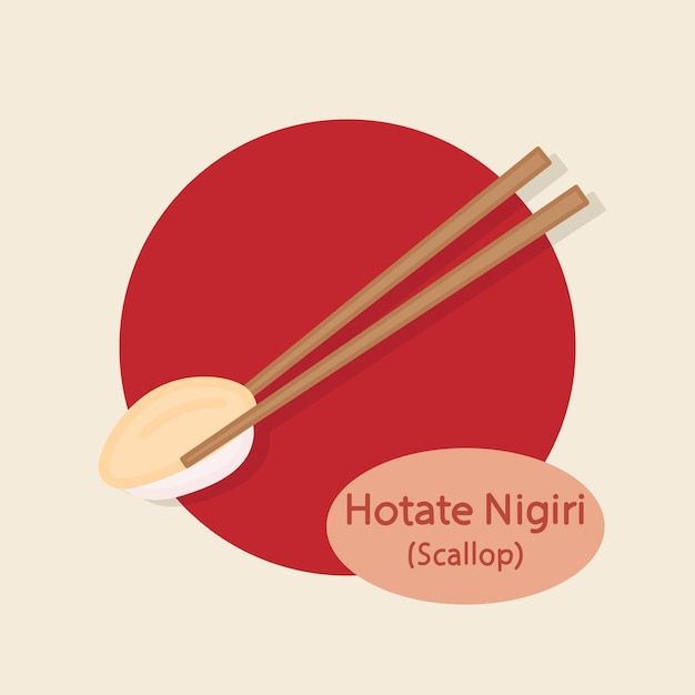 Hotate Nigiri Scallop Sushi japanese food hand drawn food vector illustration