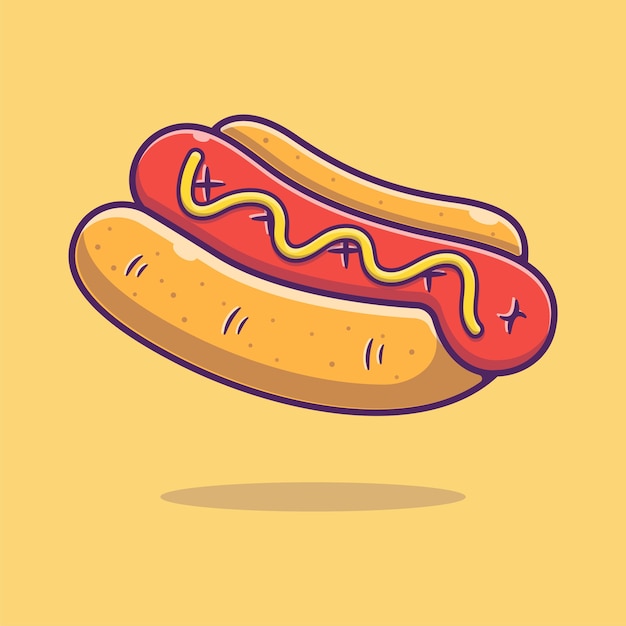 Hotdog cartoon Illustration. Fast food