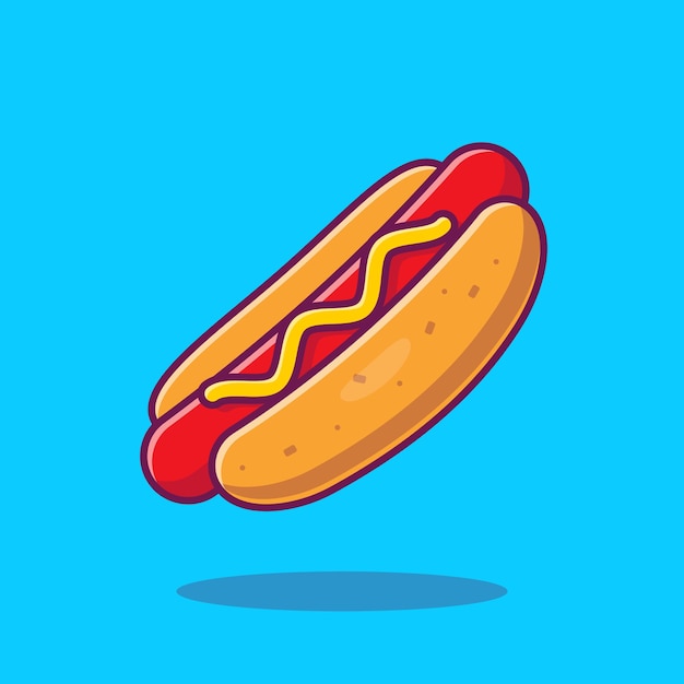 Hotdog Cartoon Vector Icon Illustration. Fast Food Icon Concept Isolated Vector. Flat Cartoon Style