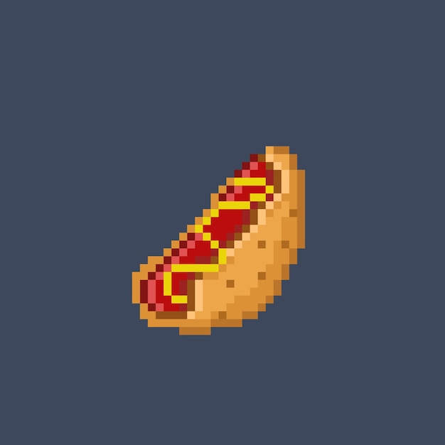 hotdog food in pixel art style