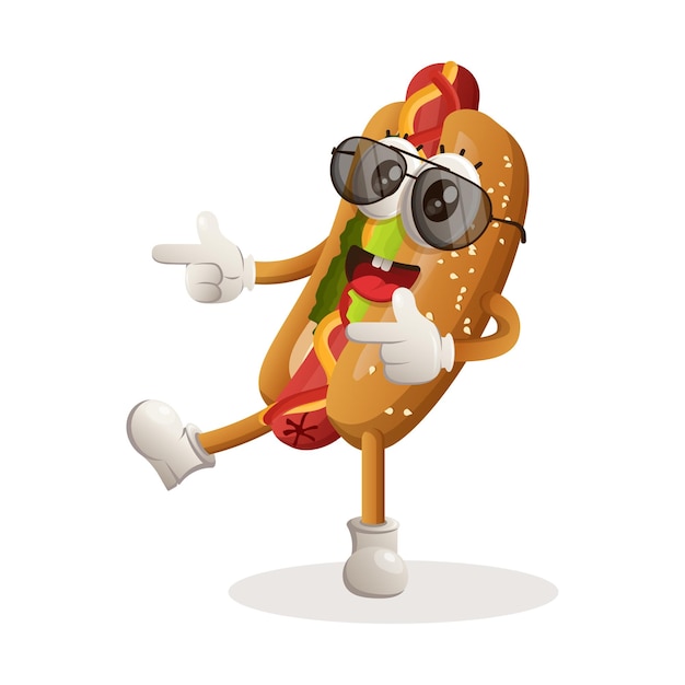 Hotdog mascot design playful wearing sunglasses