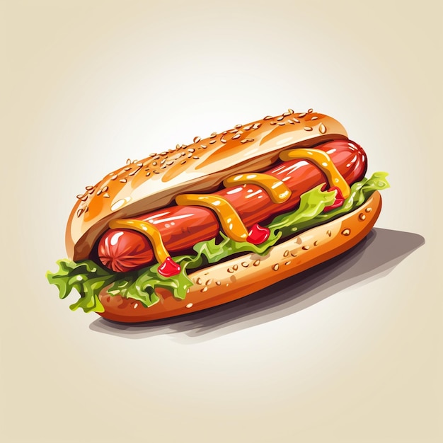 hotdog vector food sausage bread illustration sandwich design meat fast hot american mea