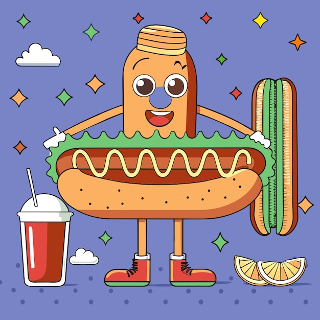 Vector a hotdog vector illustration cartoon