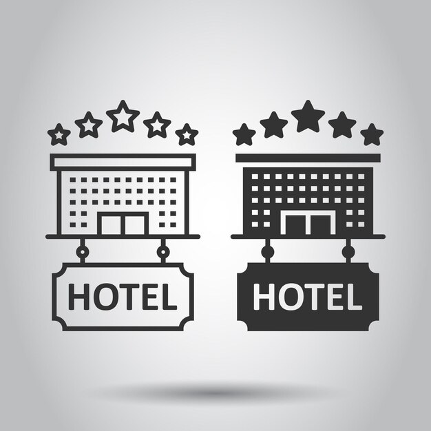 Hotel 5 stars sign icon in flat style Inn building vector illustration on white isolated background Hostel room business concept