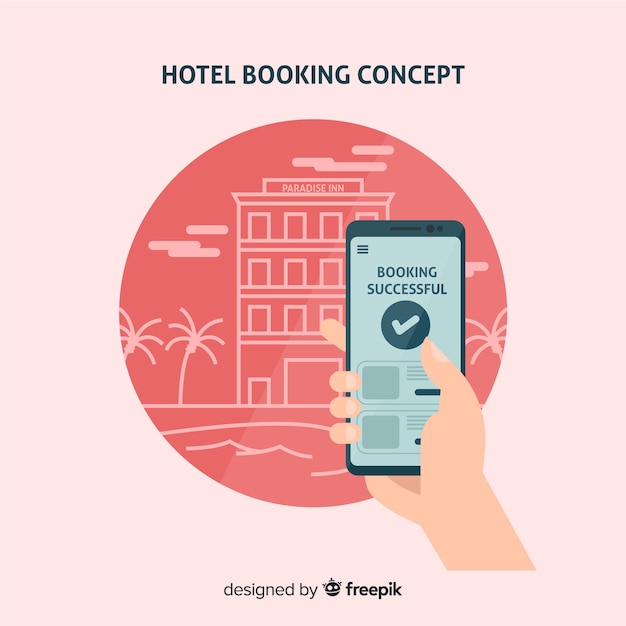 Hotel booking concept in flat style