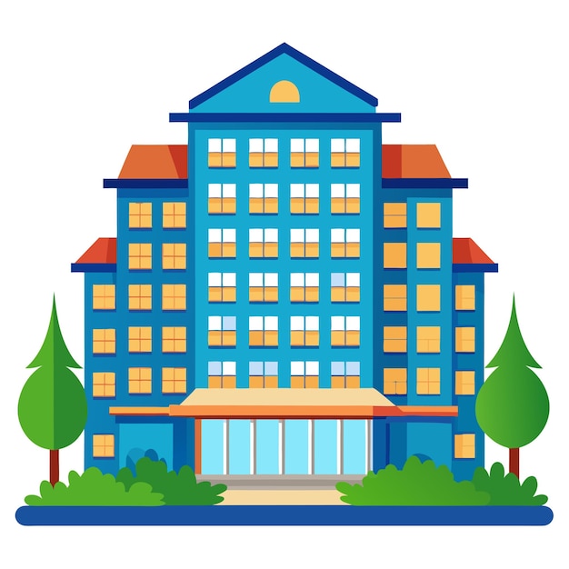 hotel building clipart cartoon style vector illustration