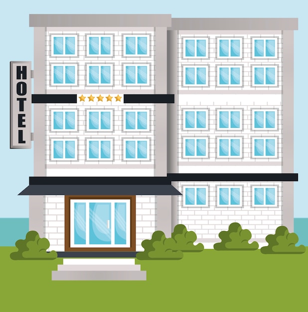 Vector hotel building place isolated icon 