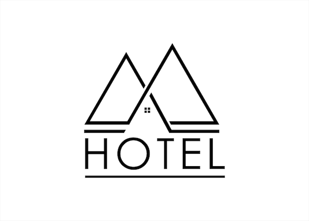 hotel logo design vector icon symbol building home house letter M initial monogram line concept