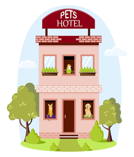 Hotel for pets A building for overexposing pets while their owners are traveling vector