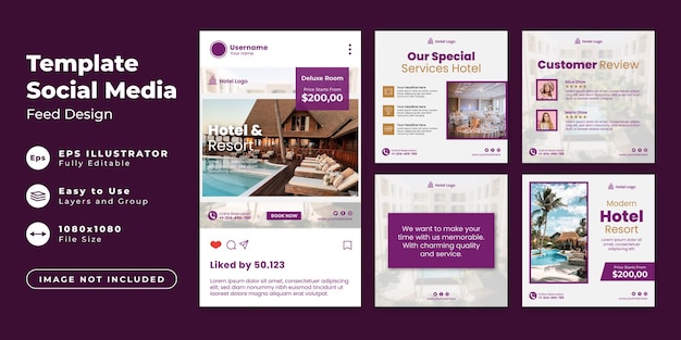 Hotel and resort social media instagram post template