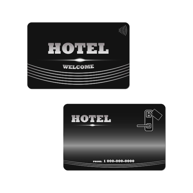 Hotel RFID key card isolated on white background Black keycard for electronic lock vector template