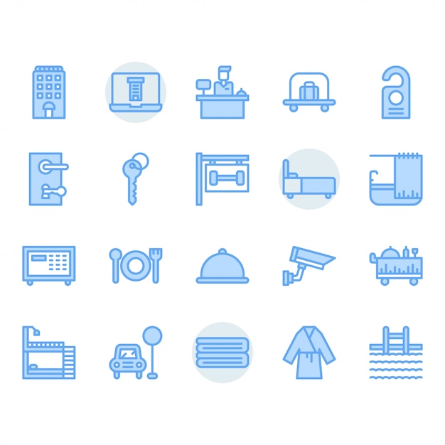 Hotel service icon set