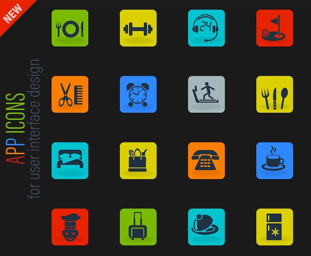 Hotel service icon set