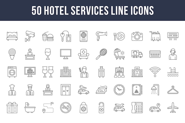 Hotel Services Line Icons