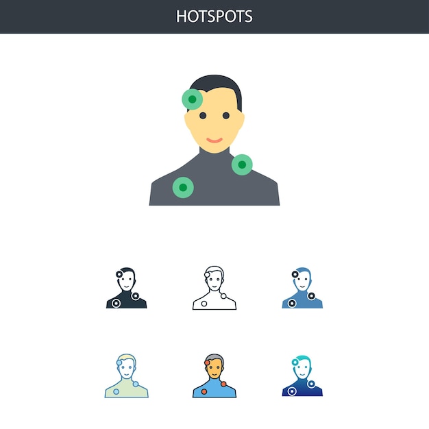 Hotspots concept all styles simple icon shape. Simple flat illustration. Hotspots concept symbol line design from Augmented reality set. Can be used for web UI/UX