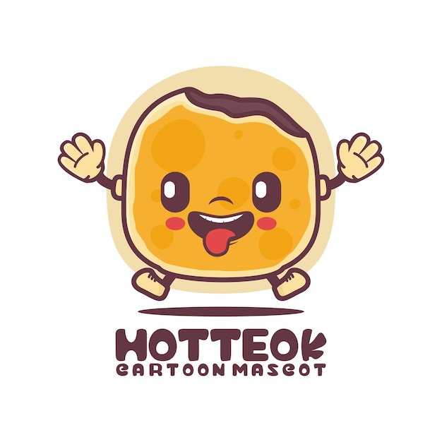 Hotteok cartoon mascot korean food vector illustration