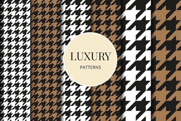 Houndstooth patterns set fabric background classical checkered textile collection